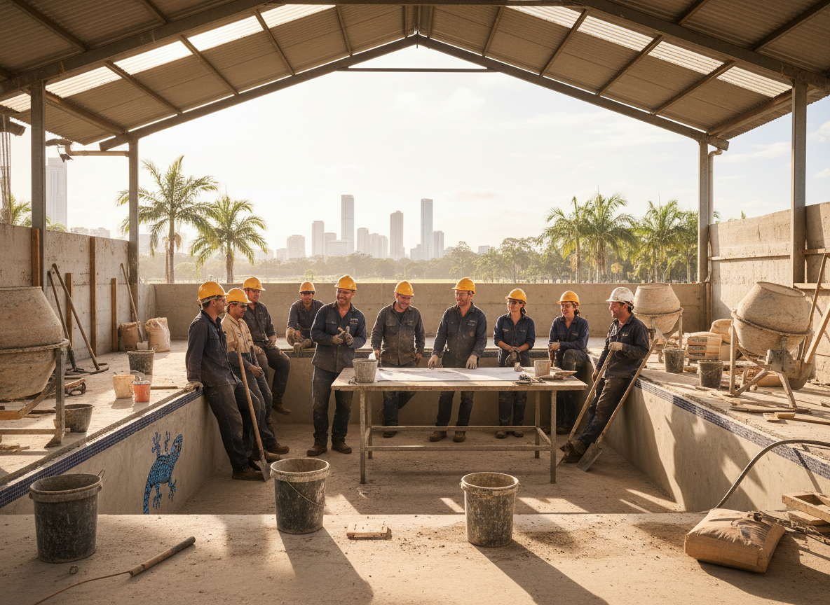 The Fantasy Pools Brisbane team at work in Brisbane